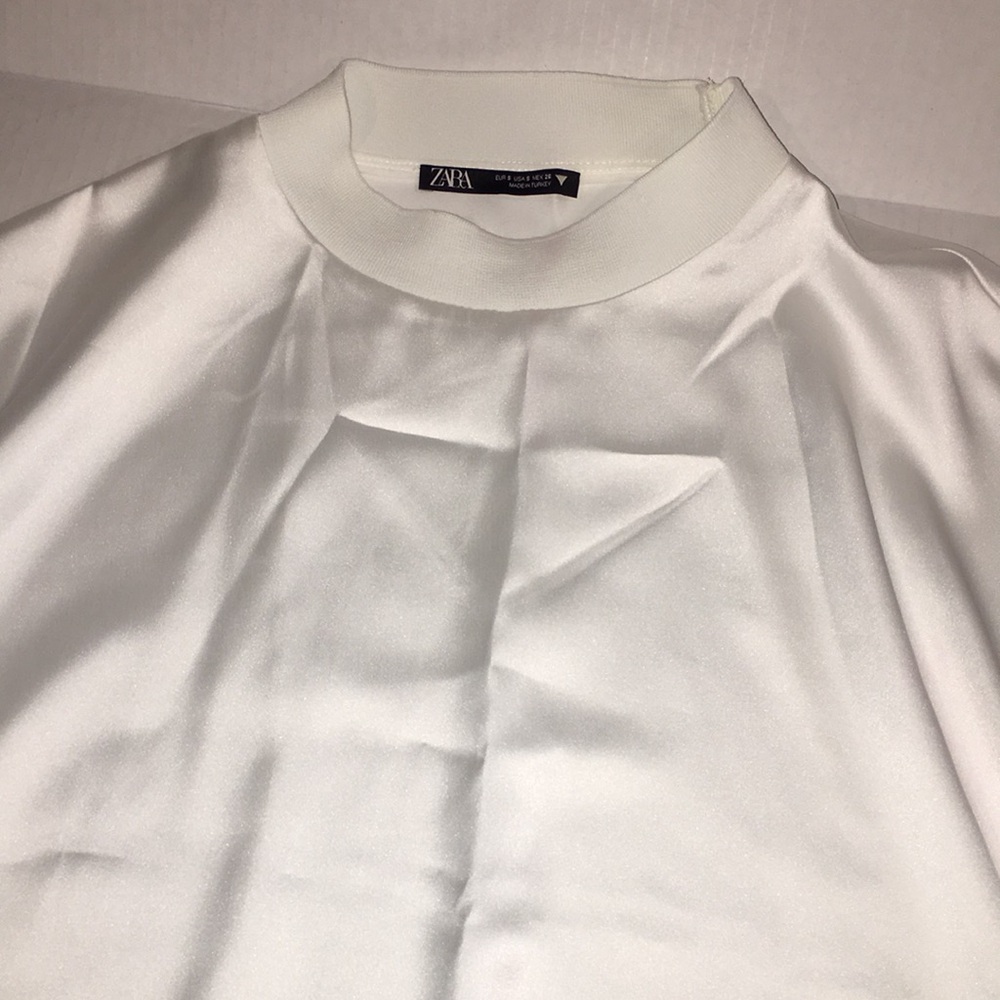 Zara Short Sleeve White Blouse Top | Size S - Picture 3 of 5